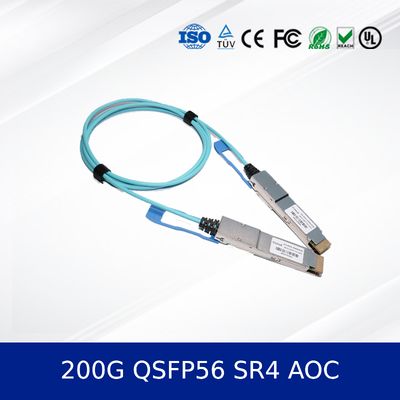 Module émetteur-récepteur optique 200G QSFP56 SR4 AOC Câble 3m Pour Ethernet 200G OM4 MMF, Faible consommation, Conforme CMIS