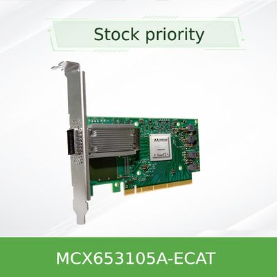 La carte réseau de stock MCX653105A-ECAT de Mellanox est appelée carte réseau Nic ConnectX-6 100GbE Single Port.