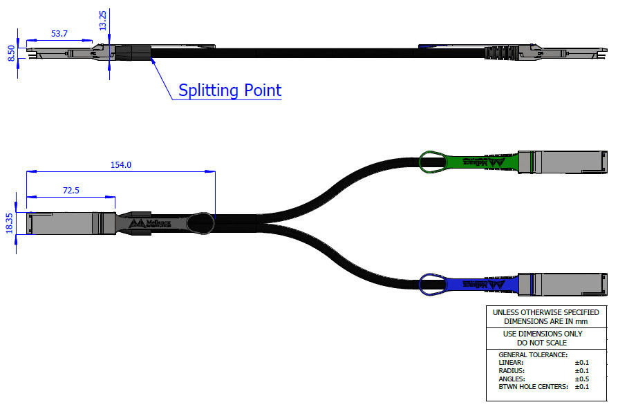 câble MCP7H50-H002R26 MCP7H50-V0xxR QSFP56 de 2m HDR100 Mellanox DAC Cable Direct Attach Fiber