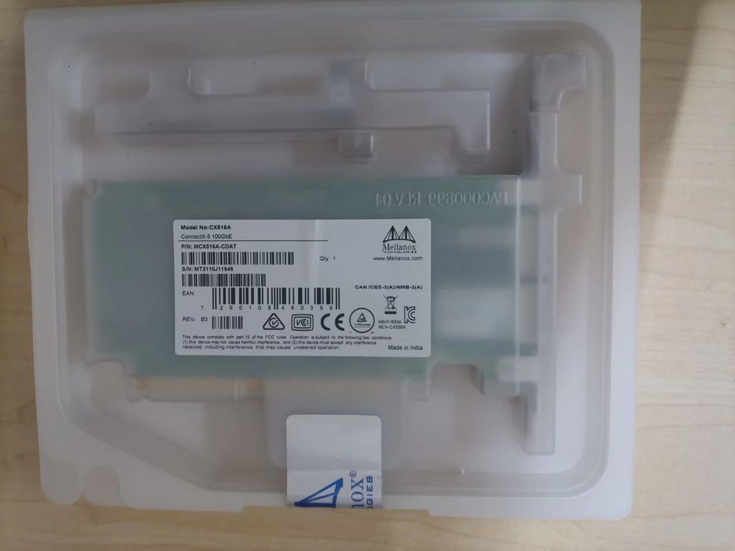 Parenthèse X16 grande à double accès de l'adaptateur MCX516A-CDAT PCIe 4,0 de fiche technique de carte réseau de QSFP28 Mellanox 100gbe