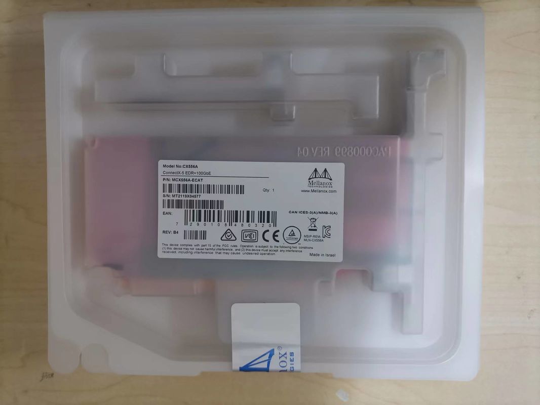 Carte réseau ex EDR InfiniBand et 100GbE QSFP28 à double accès MCX556A-EDAT de Mellanox d'adaptateur de ConnectX-5 VPI