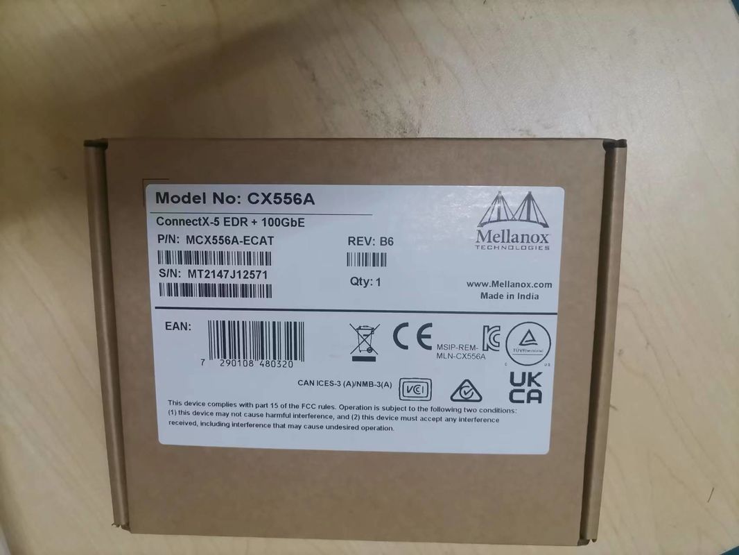 Carte réseau ex EDR InfiniBand et 100GbE QSFP28 à double accès MCX556A-EDAT de Mellanox d'adaptateur de ConnectX-5 VPI