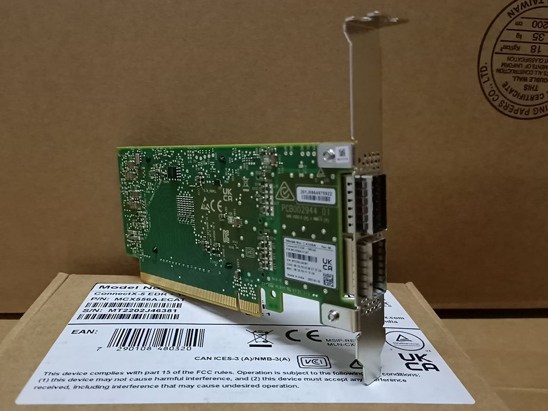 ConnectX-5 VPI Adaptateur Carte réseau Mellanox EDR IB 100GbE à double port QSFP28 PCIe3.0 MCX556A-ECAT