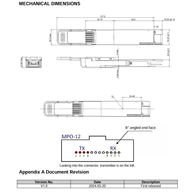 Interface de gestion du centre de données CMIS 4.0 Transcepteur optique 400G avec liaison SMF de 500 m