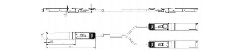 Transcepteur optique branché à chaud et câble optique actif de 200G QSFP56 à 2x 100G QSFP56 avec modulation PAM4 de rupture