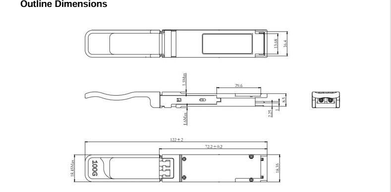 3.3V Source d'alimentation en continu Interconnexion informatique 100G QSFP28 BIDI SR Transcepteur pour le centre de données
