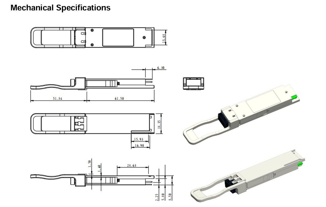 100G QSFP28 ZR4 LC Transcepteur optique duplex 80km SFP28 LR4 103Gbps Transcepteur EML LAN-WDM avec diagnostic numérique
