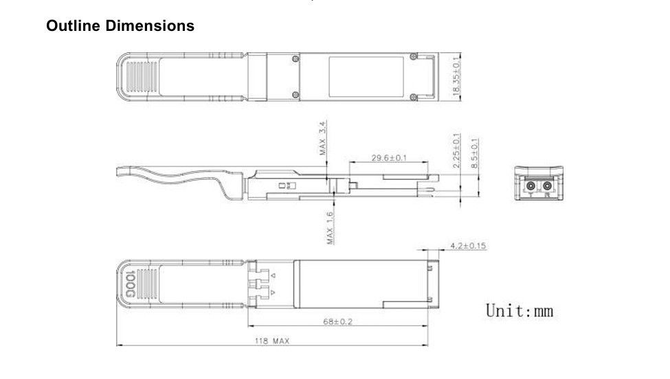 Distance de transmission maximale de 10 km Module d'émetteurs-récepteurs optiques 100G QSFP28 LR4 pour les solutions de connectivité des centres de données