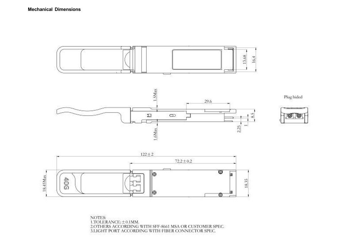 Module optique multimode 40Gb/s QSFP BIDI 850/908nm Transcepteur optique Duplex LC Réseau IP Jusqu'à 70m sur OM3 100m sur OM4