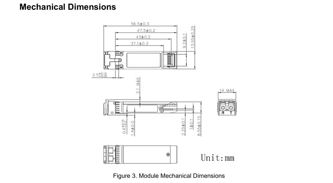 10 km mode unique 25G Transcepteur optique SFP28 Conformité au protocole SFF-8472 Connecteur LC de vitesse CE FCC RoHS certifié