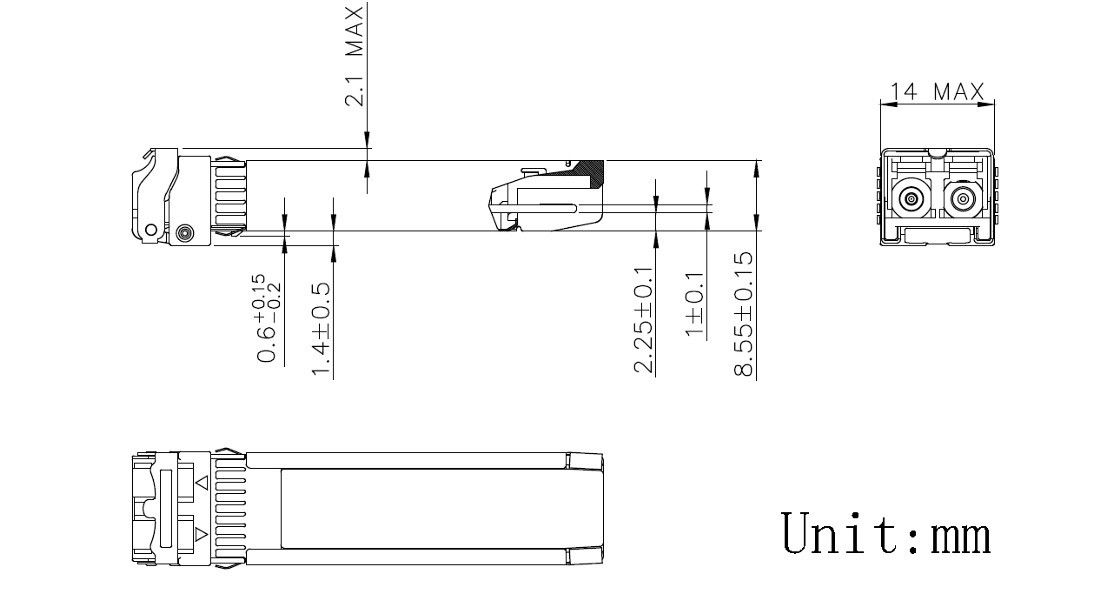 Module de récepteur optique LC de type fibre multi-mode réseau OM3 10G SFP 850nm 300m pour centre de données