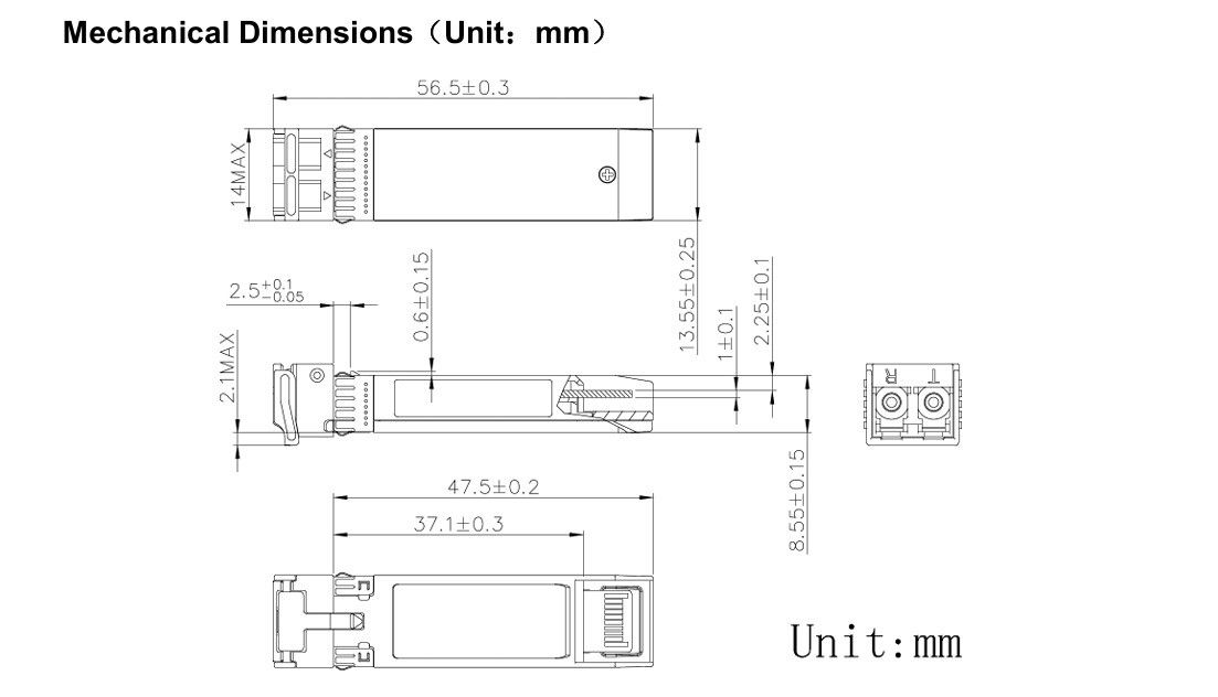 Module 10G SFP Transcepteur optique à fibre optique Ethernet 80 km 11,3 Gbps Temps 1 an Débit de données jusqu'à 11,3 Gbps