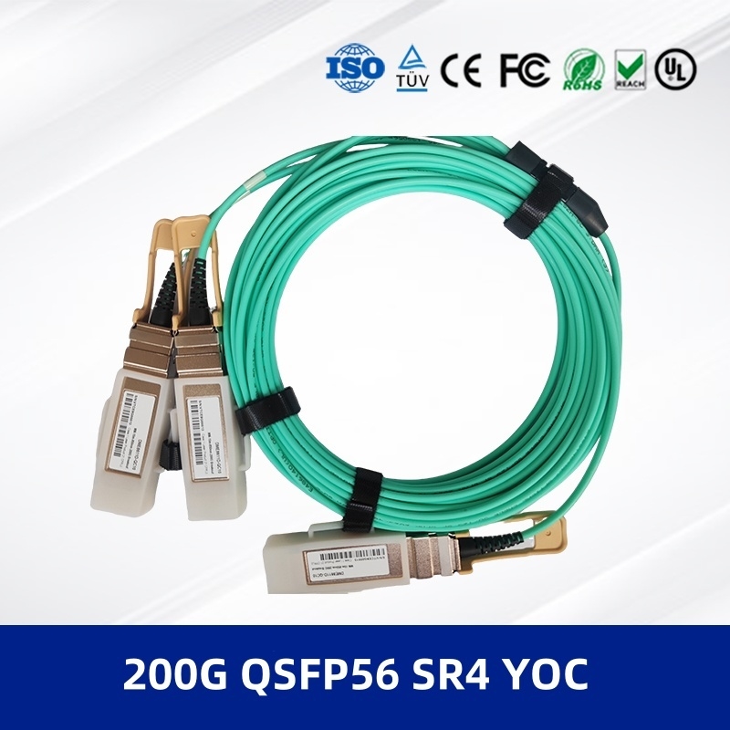 Module émetteur-récepteur optique 200G QSFP56 SR4 YOC Câble AOC 3M 200G QSFP56 SR4 vers 2x100G Modulation PAM4 et prise en charge DDM