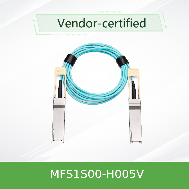 NVIDIA MFS1S00-H005V 200Gb/s QSFP56 câble optique actif - 5m AOC pour HDR InfiniBand et 200GbE